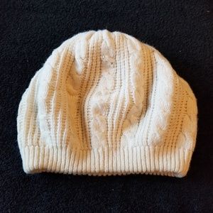 Cable Knit Stocking Cap Hat Off White